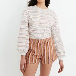 Madewell Linen-Cotton Pull-On Shorts in Rainbow Stripe Size S